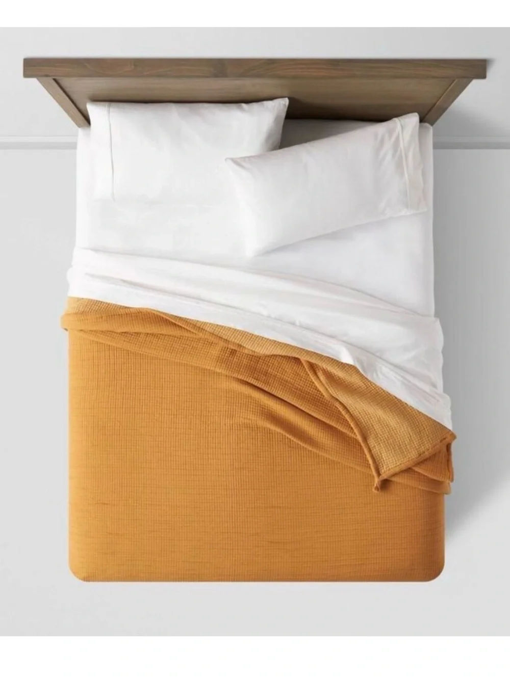 NWT Threshold King Double Cloth Quilt in Mustard Jacquard Weave